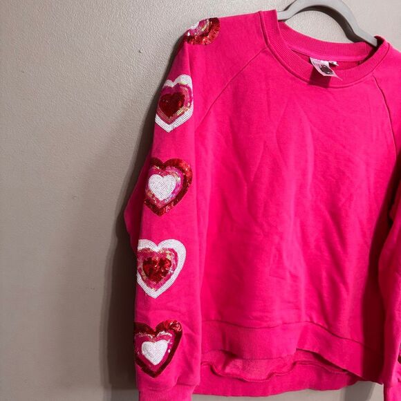 QUEEN OF SPARKLES Heart on Your Sleeves Crewneck Sweatshirt medium - Picture 4 of 7